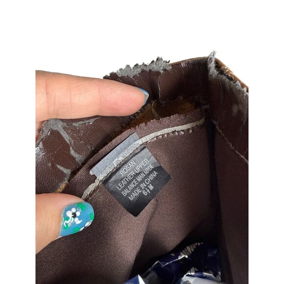 Vintage Y2K Tan Wedge Leather Mid-Calf Boots 6.5Side Zipper & Rubber Sole - Picture 7 of 9